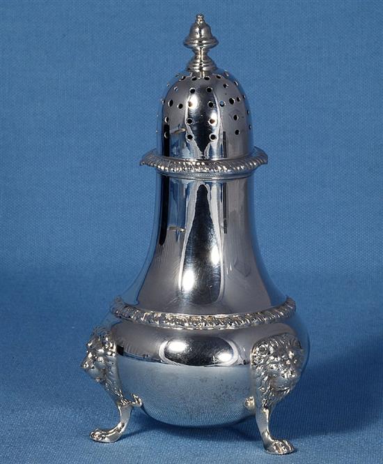 A silver sugar caster, by Richard Woodman Burbridge Height 6 ¼/155mm Weight: 7 ½ oz/210grms